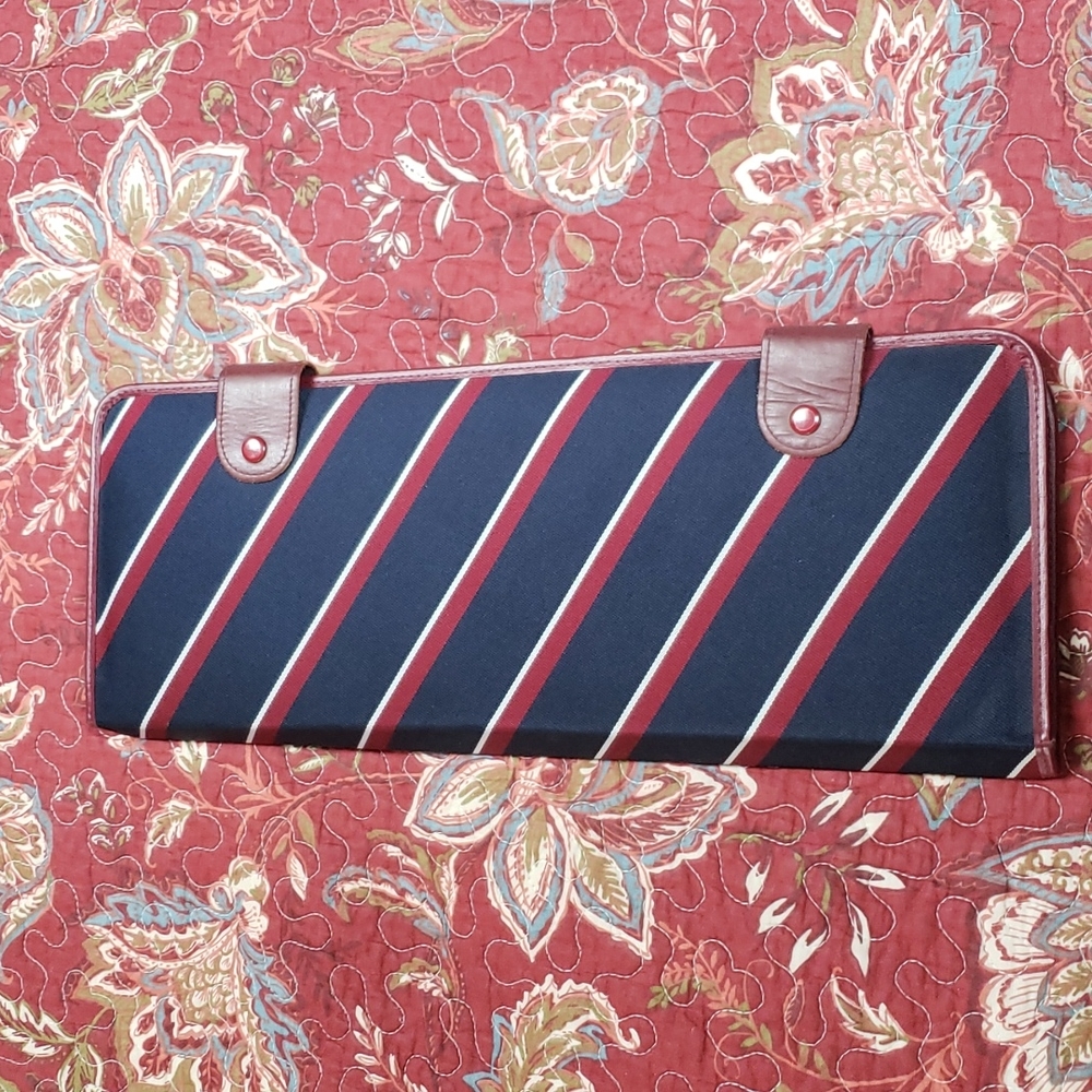EUC- Vintage 1980's Leather Trimmed Travel Tie Valet